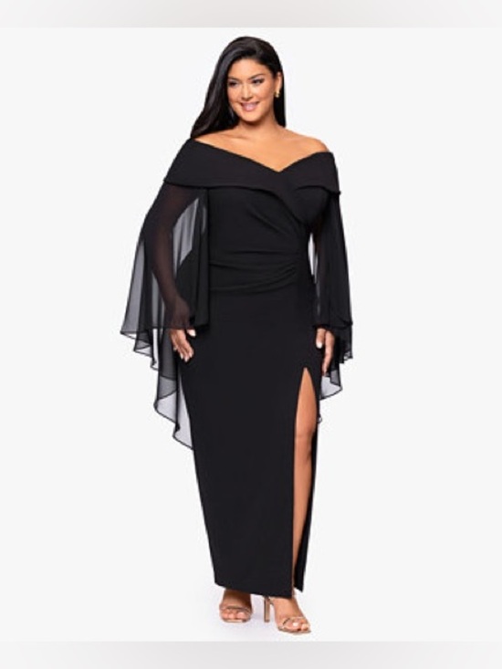 Xscape Dresses & Skirts - XSCAPE 
Plus-Size Long Caped Scuba Dress